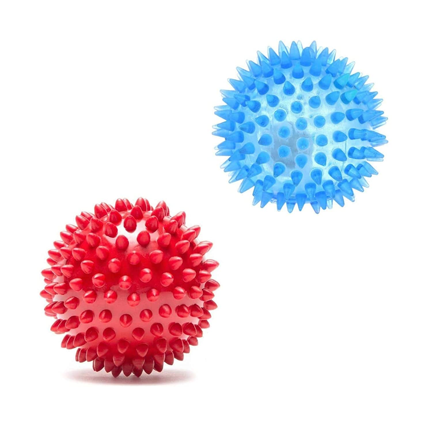 Woofy Puppy Squeaky Ball | Textured Spiked Chew & LED Sound Play Ball | Fun Interactive Toy for Small Dogs & Cats (Pack of 2, Co