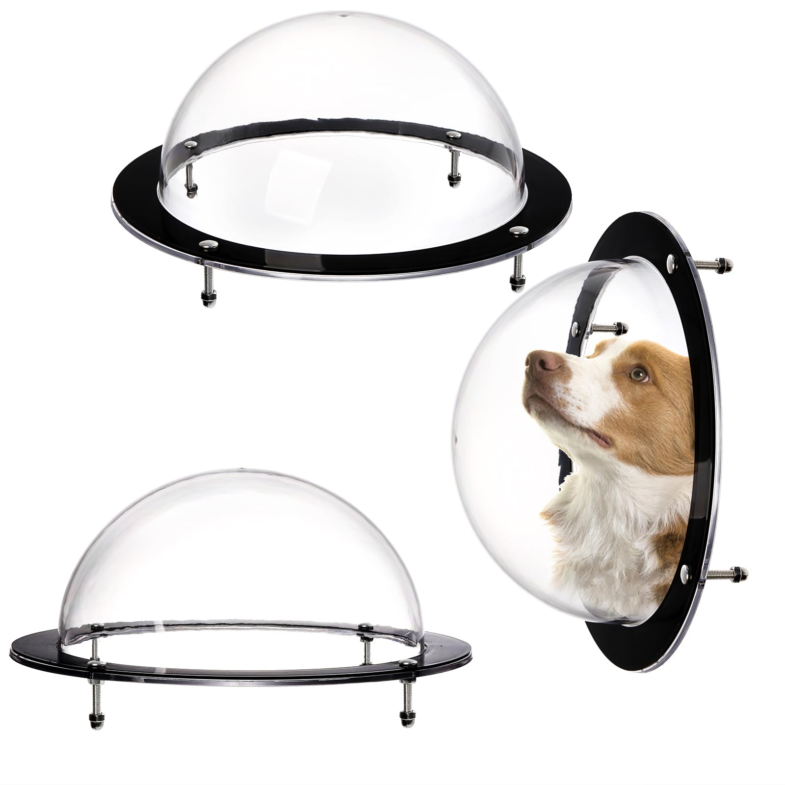 Goaste 2 Pack Dog Fence Window, 12.4 Inch Clear Pet Dome, Durable Plastic Pet Peek Windows Playground, Doggie Fence Safe Domes, 