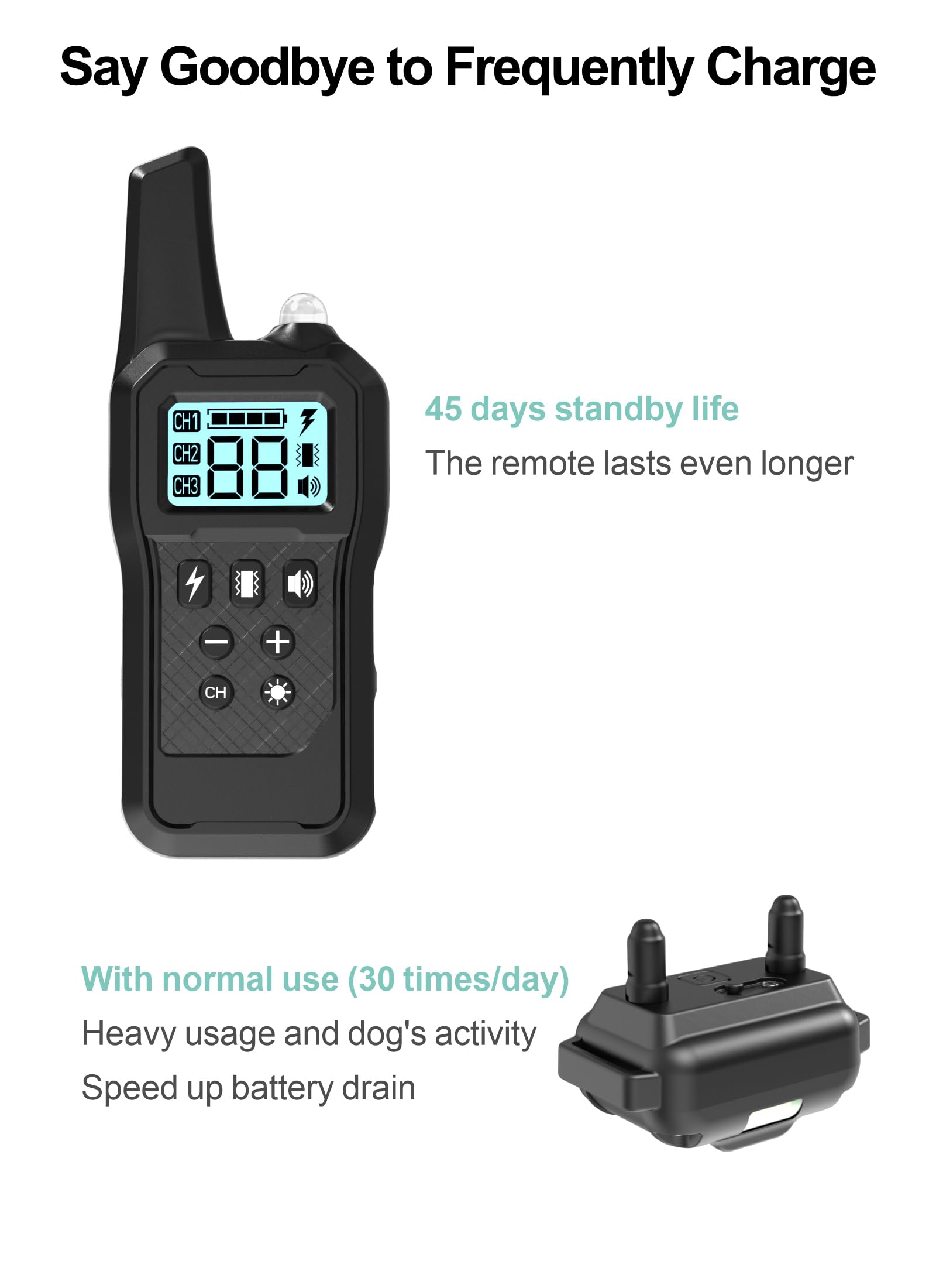 FunniPets Dog Shock Collar 3 Pack - Waterproof E Collar with Remote, Shock, Vibration, Beep Modes for Small, Medium, Large Dogs - Black