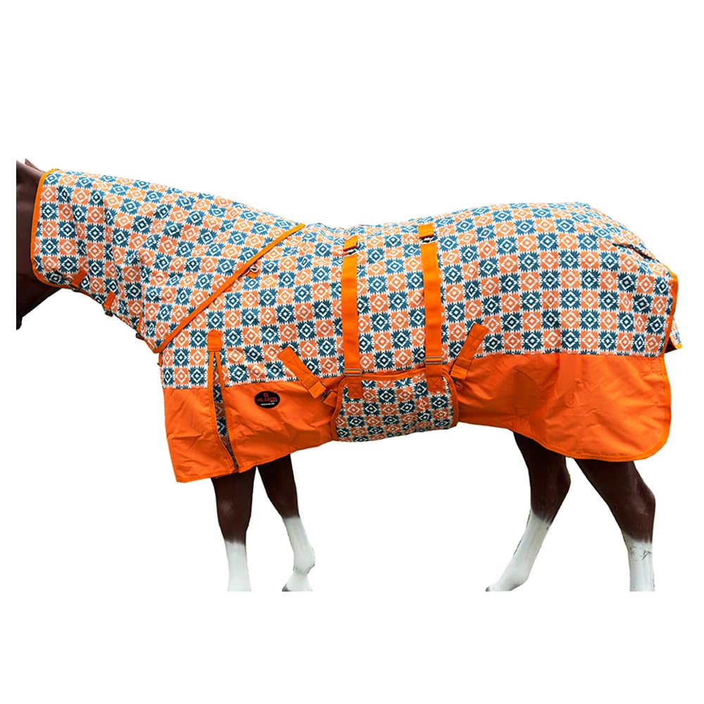 HILASON 1200D Winter Waterproof Poly Horse Hood Turnout Neck Blanket Belly Wrap Floral Motif | Blankets for Horses