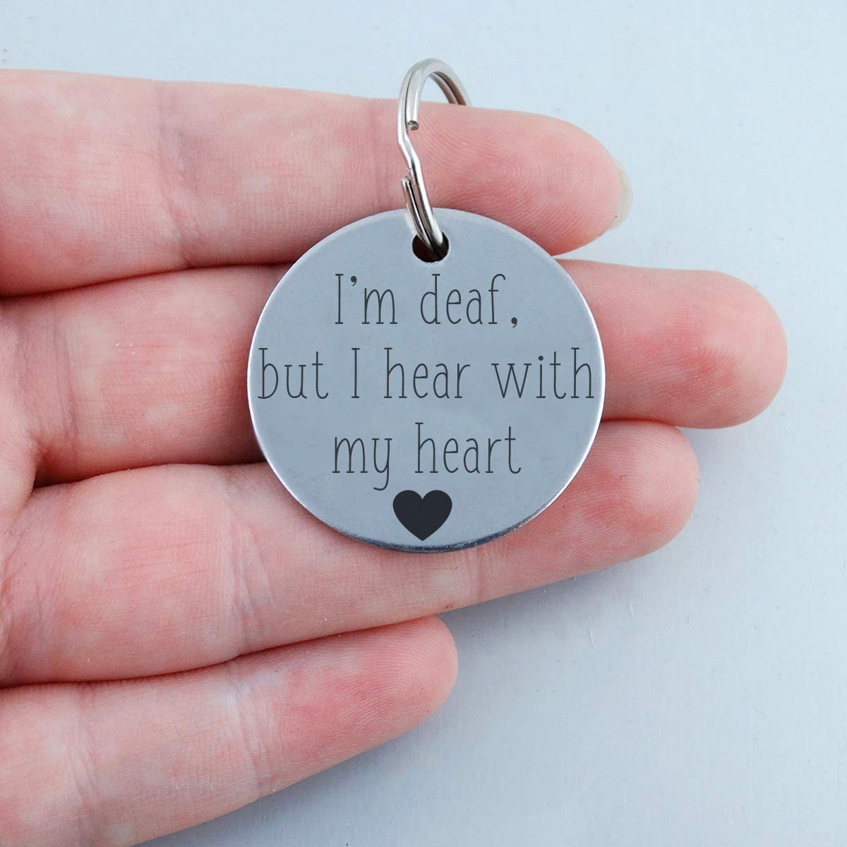 I'M Deaf But I Hear With My Heart Personalized Pet Id Tag - 30Mm Double Sided Laser Engraved For Dog Or Cat