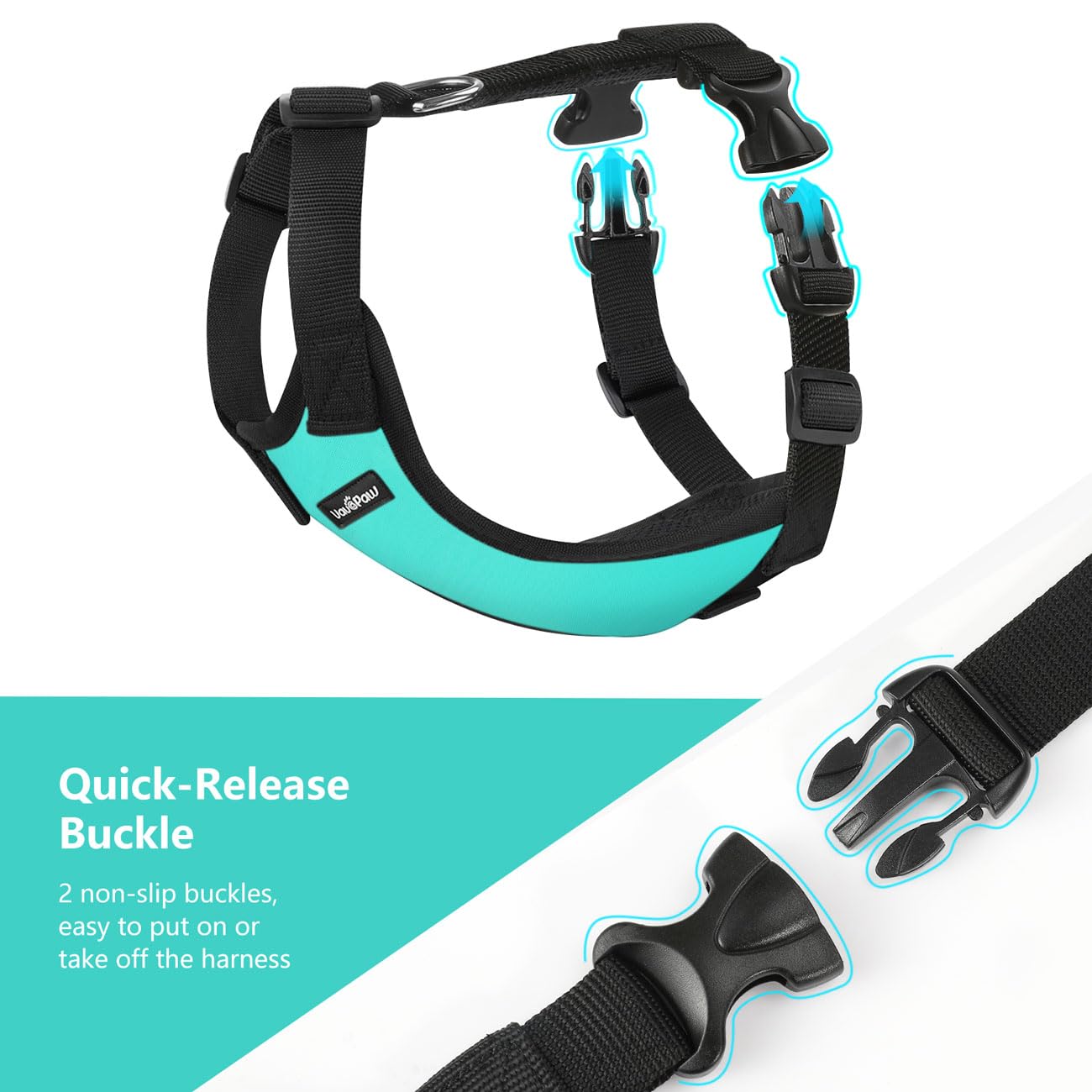 Vavopaw Dog Vehicle Safety Vest Harness, Adjustable Soft Padded Mesh Car Seat Belt Leash Harness With Travel Strap And Carabiner For Most Cars, Xxl Size, Blue