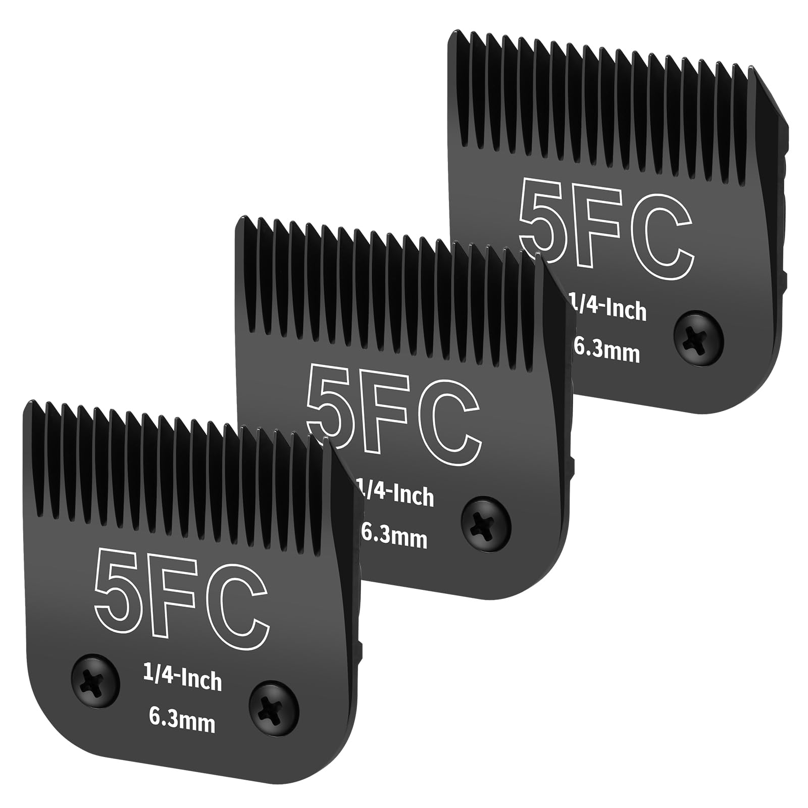 Yaziyir 3 Pack 5Fc Detachable Dog Grooming Steel Blades,Compatible With Andis,Oster A5,Wahl Km-10 Series,Cut Length 1/4 6.3Mm 