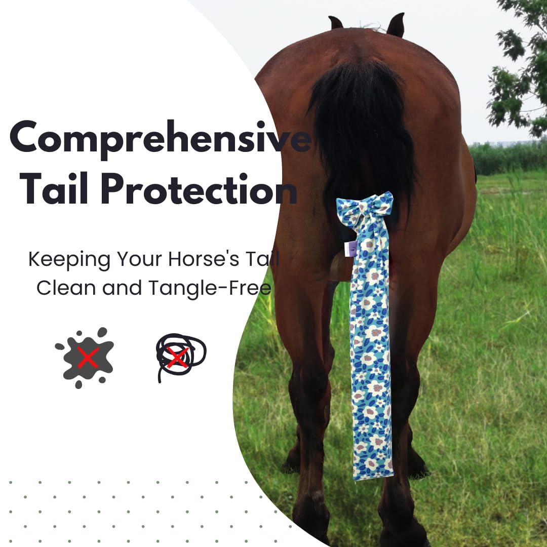 Horzmetnex Stretch Fabric Horse Tail Bags With Vibrant Floral And Nature-Inspired Patterns, Fits All Tail Sizes, Tail Protection