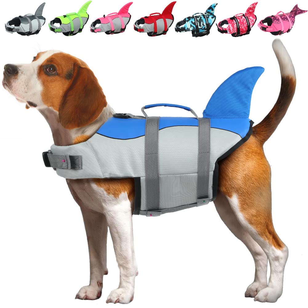 Emust Dog Life Jacket, Ripstop Dog Lifesaver Vests With Rescue Handle For Small Medium And Large Dogs, Pet Safety Swimsuit Preserver For Swimming Pool Beach Boating (Xs,Blue)