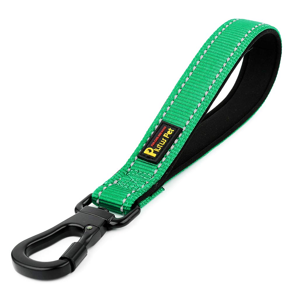 Plutus Pet 10” Short Dog Leash, Reflective Nylon Padded Handle, Strong Traffic Leash With Carabiner Clip, Perfect For Large Or Medium Dogs(10”,Green