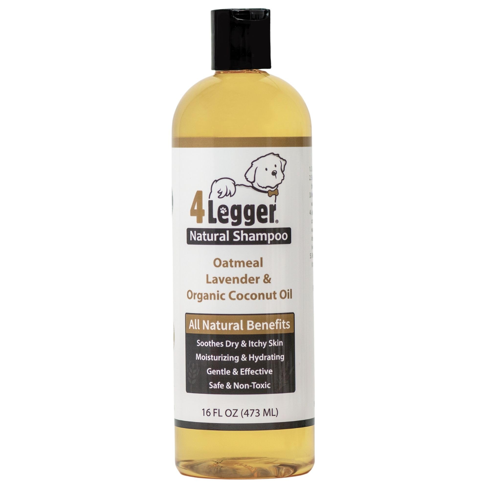4Legger Organic Dog Shampoo Usda Certified Organic, All Natural Hypoallergenic Dog Shampoo With Oatmeal, Lavender, And Coconut Oil - Organic Oatmeal Shampoo For Dogs - Dog Shampoo For Itchy Skin 16 Oz