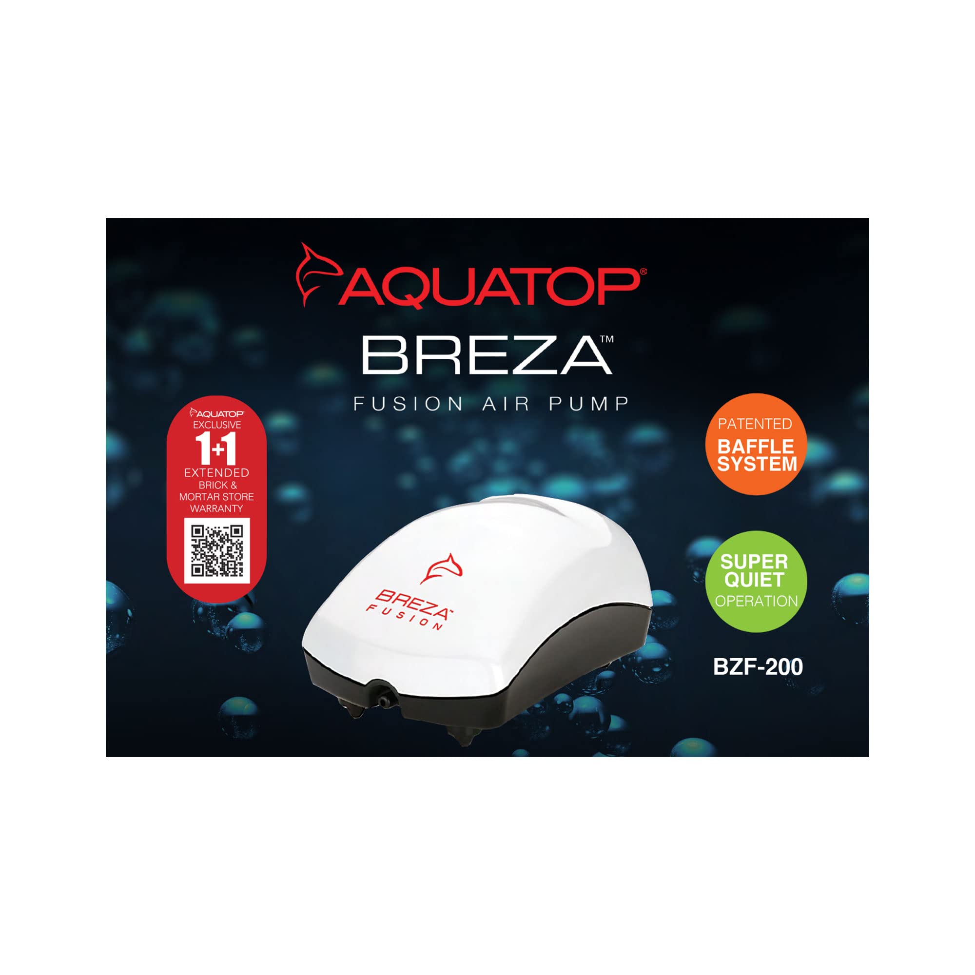 Aquatop Fusion Aquarium Air Pump Single Outlet, Super Quiet, up to 20 Gal Fish Tank, BZF-200