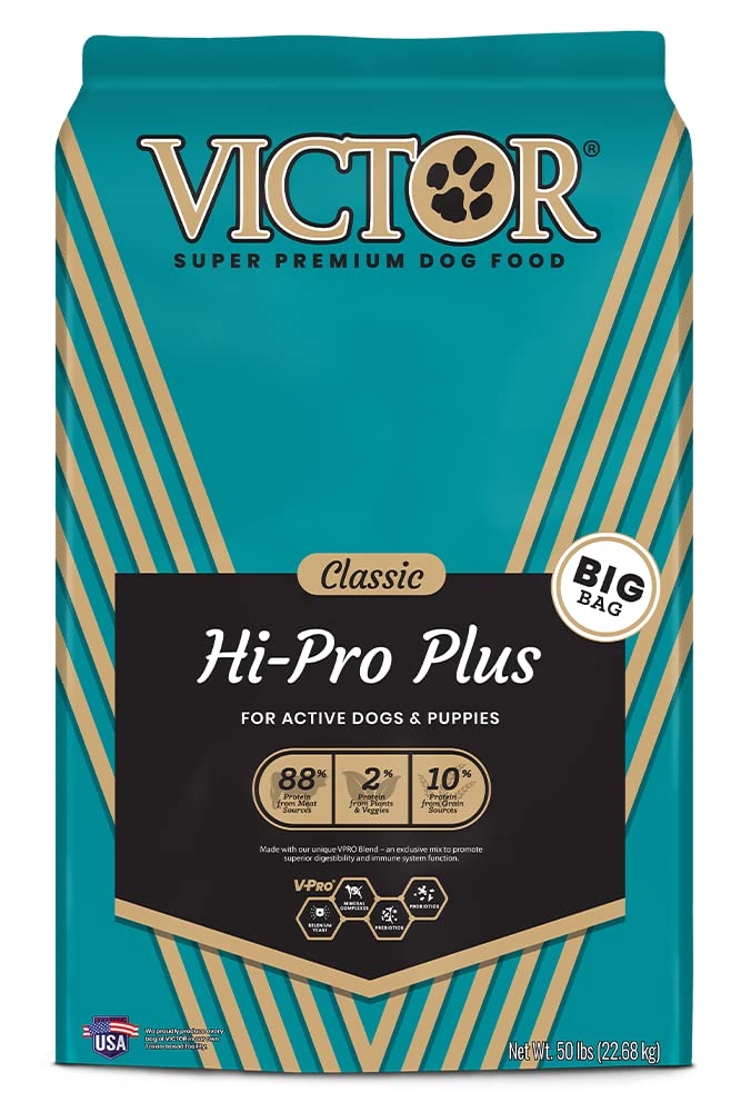 Victor Super Premium Dog Food - Hi-Pro Plus Dry Kibble - High Protein Dog Food With 30% Protein - Beef, Chicken, Pork, Fish Meal