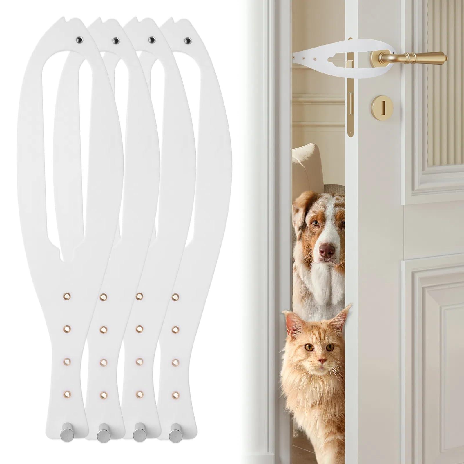 TGIOW Cat Door Latch, 4 Pcs Cat Door Stopper Pet Door Latch to Keep Dog Out of Litter Box and Food, Door Prop for Cat with 5 Adj