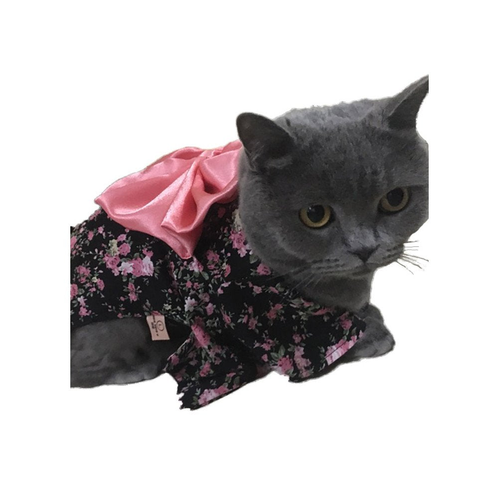 Weeh Dog Costume Halloween Cat Clothing Cosplay Japan Kimono Pet Clothes For Doggy Kitty Rabbits Pig Fun, Black, Large
