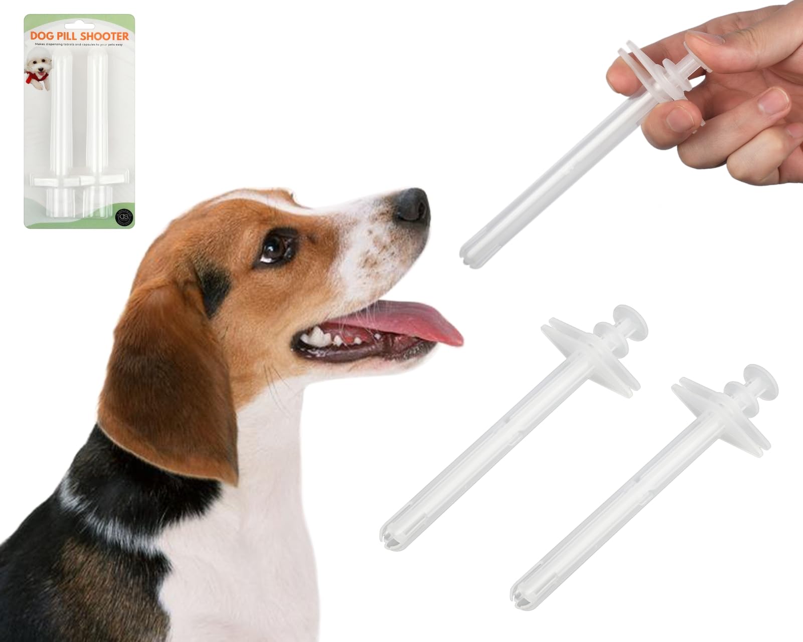 DS. DISTINCTIVE STYLE Dog Pill Shooter 2 Pieces Pet Piller Pill Dispenser for Large Dogs Handy Pill Gun for Medium to Large Bree