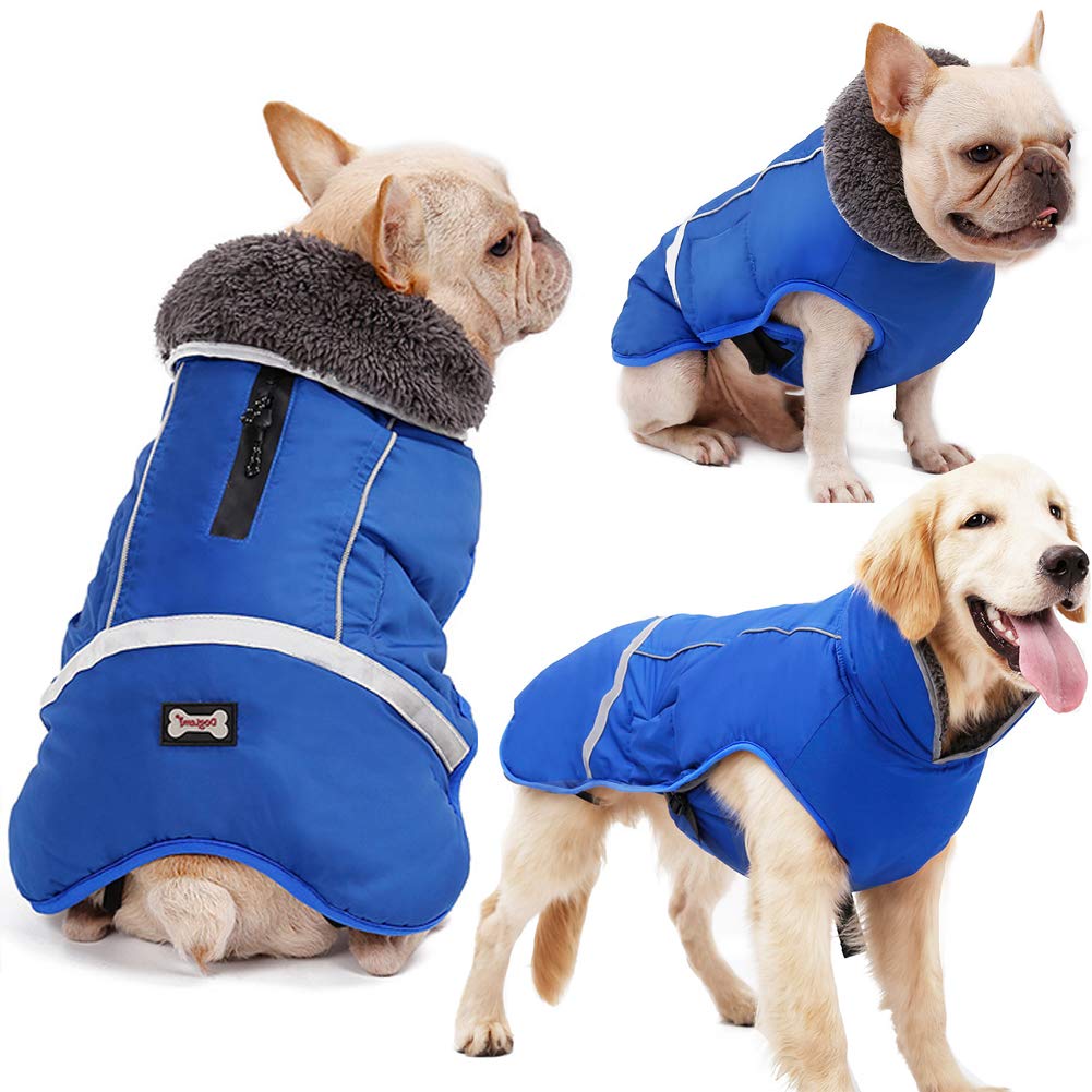 Qbleev Warm Dog Coat Reflective Dog Jacket, Waterproof Dog Winter Coat Turtleneck Dog Clothes For Cold Weather, Thick Fleece Lin