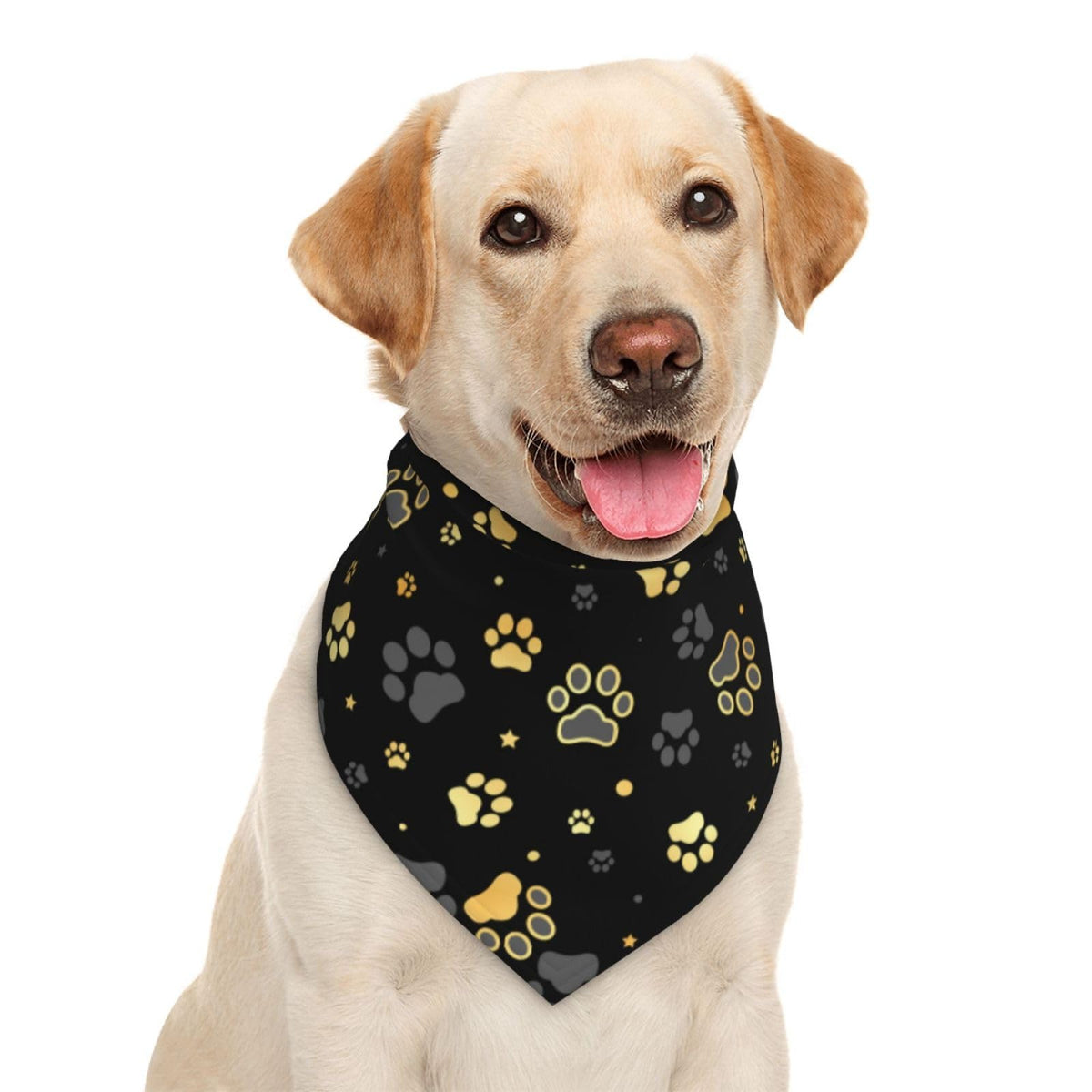 Puppy Paw Dog Paw Print Grey Gold Dog Bandana Scarf Triangle Bibs Pet Accessories Cat Kerchief