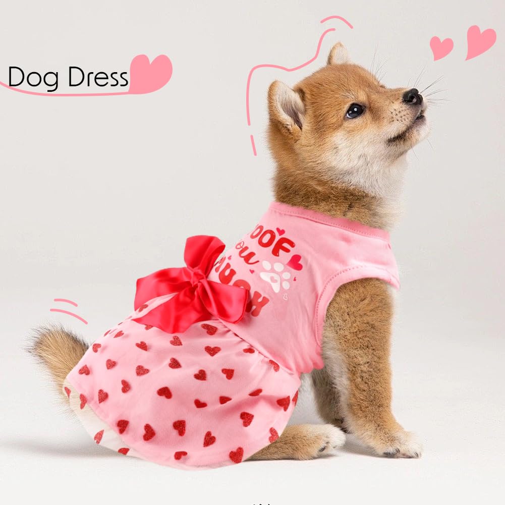 Og Valentines Day Clothes I Woof You So Much Dog Valentines Outfit Red Tulle Dog Dress With Bowknot For Small Medium Large Dogs