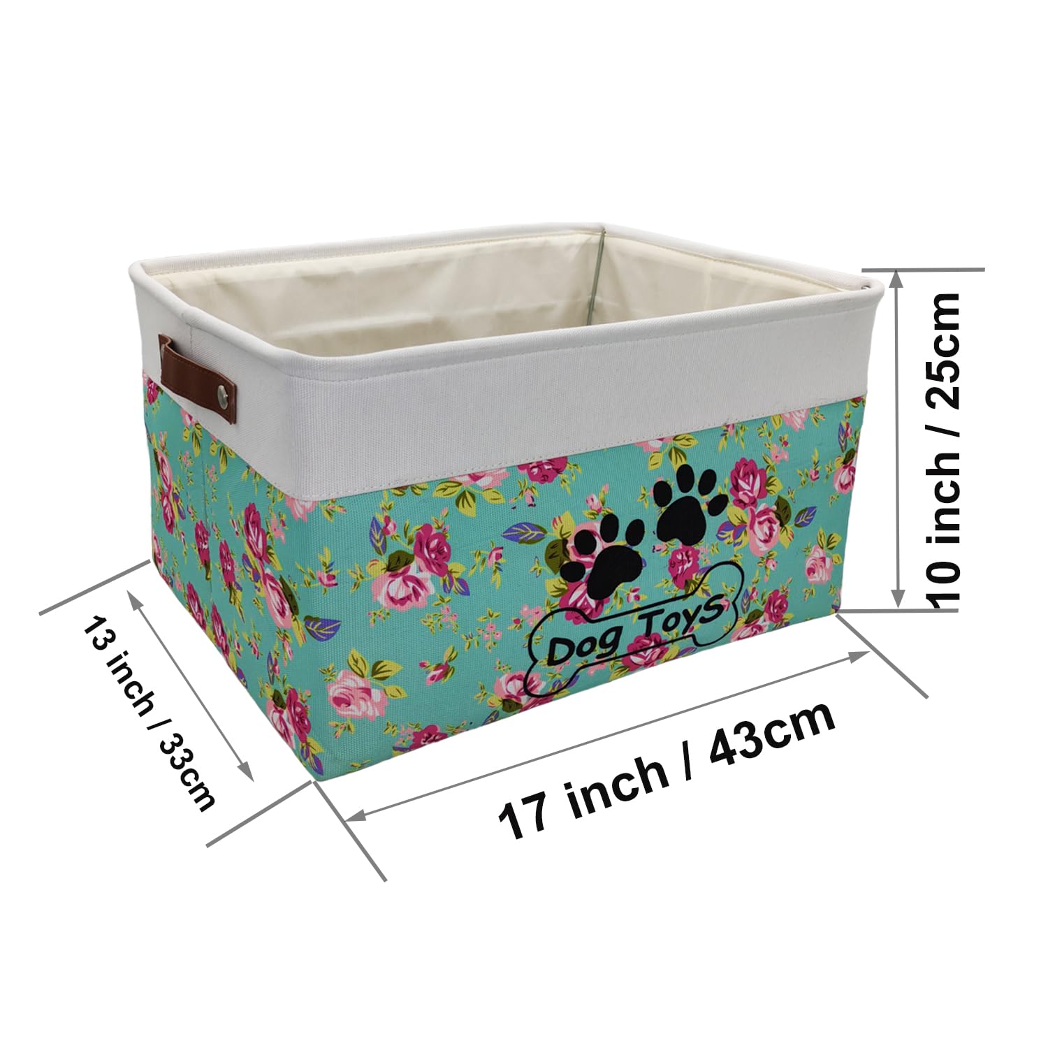 CPAKOWLGOO Large Collapsible Dog Toy Basket - Rectangle Bin for Pet Toys & Accessories