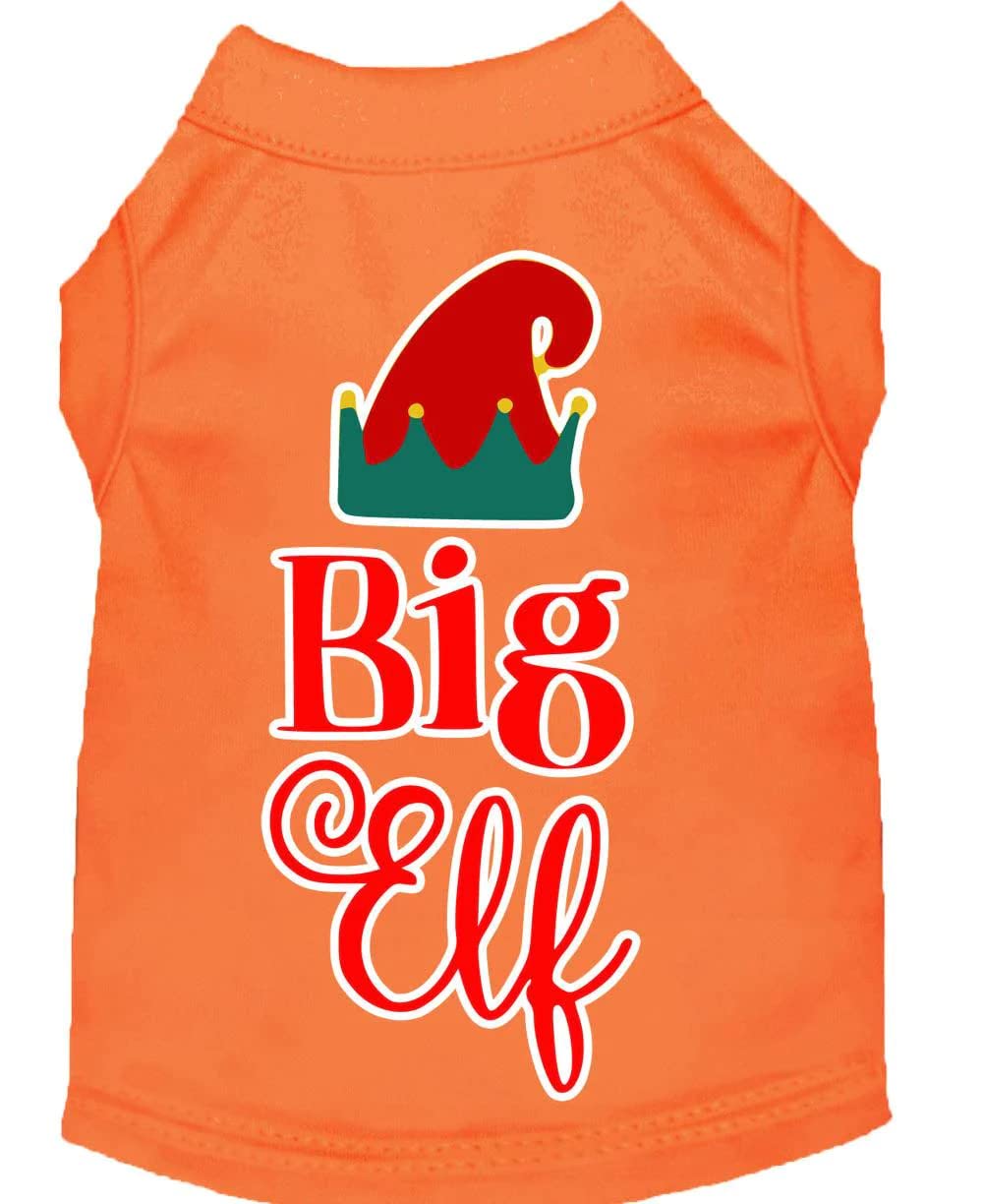 Christmas Pet Dog & Cat Shirt Screen Printed, &quot;Big Elf&quot; White SM (3-6 lbs.)