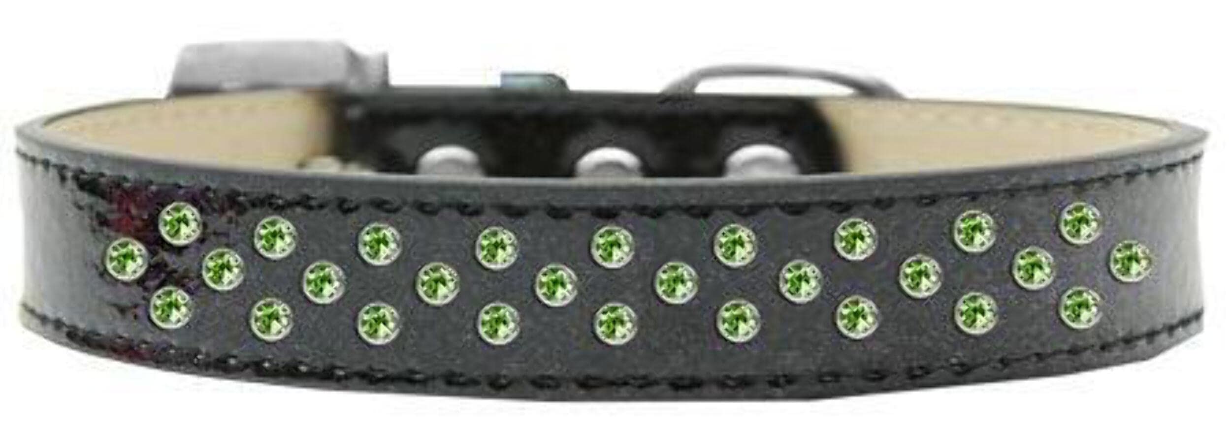 Mirage Pet Products Sprinkles Ice Cream Dog Collar with Lime Green Crystals, Size 16, Silver