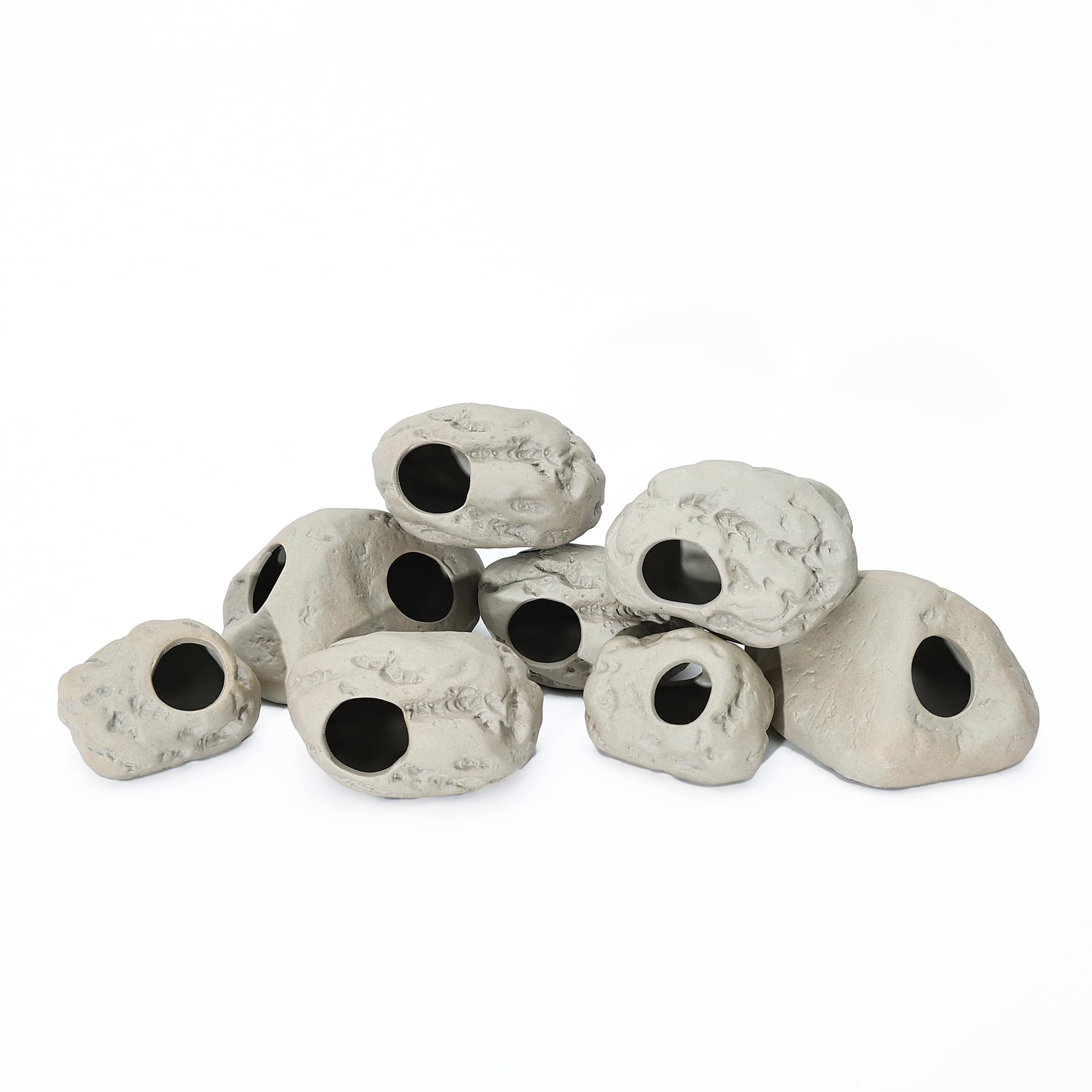 Alegi Aquarium Rock Cave Decor For Shrimp Cichlid Hiding Breeding (Set 8)
