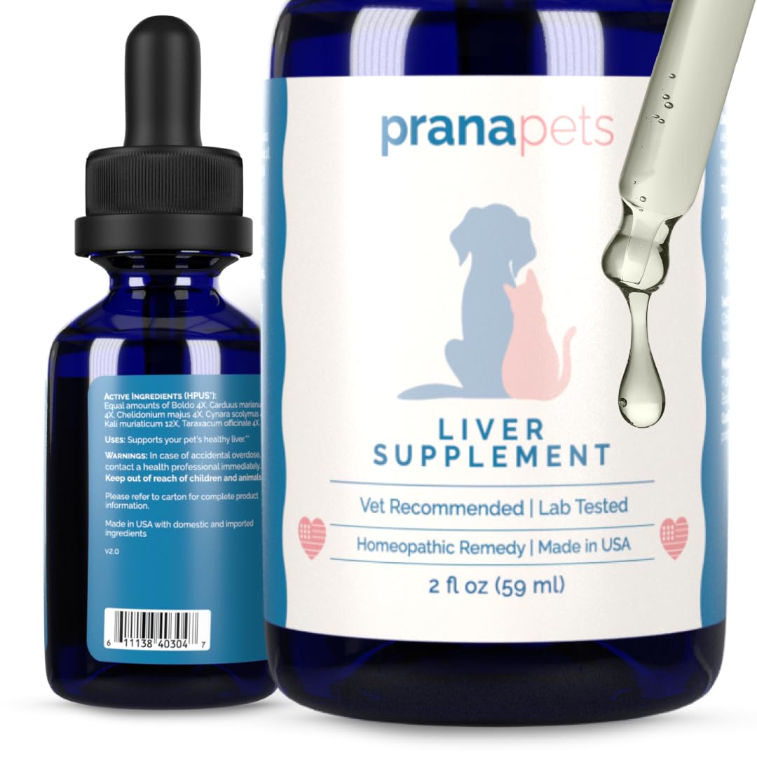 PranaPets Liver Supplement for Pets Naturally Aids in Healthy Liver Function for Dogs & Cats | Herbal Formula Helps Relieve Abdo