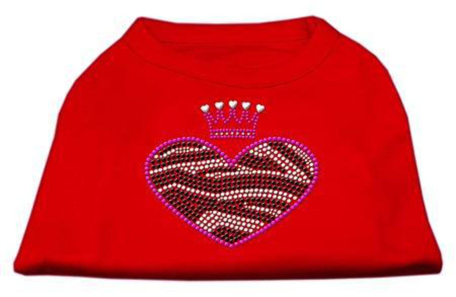 Mirage Pet Products Zebra Heart Rhinestone Dog Shirt, X-Small, Red