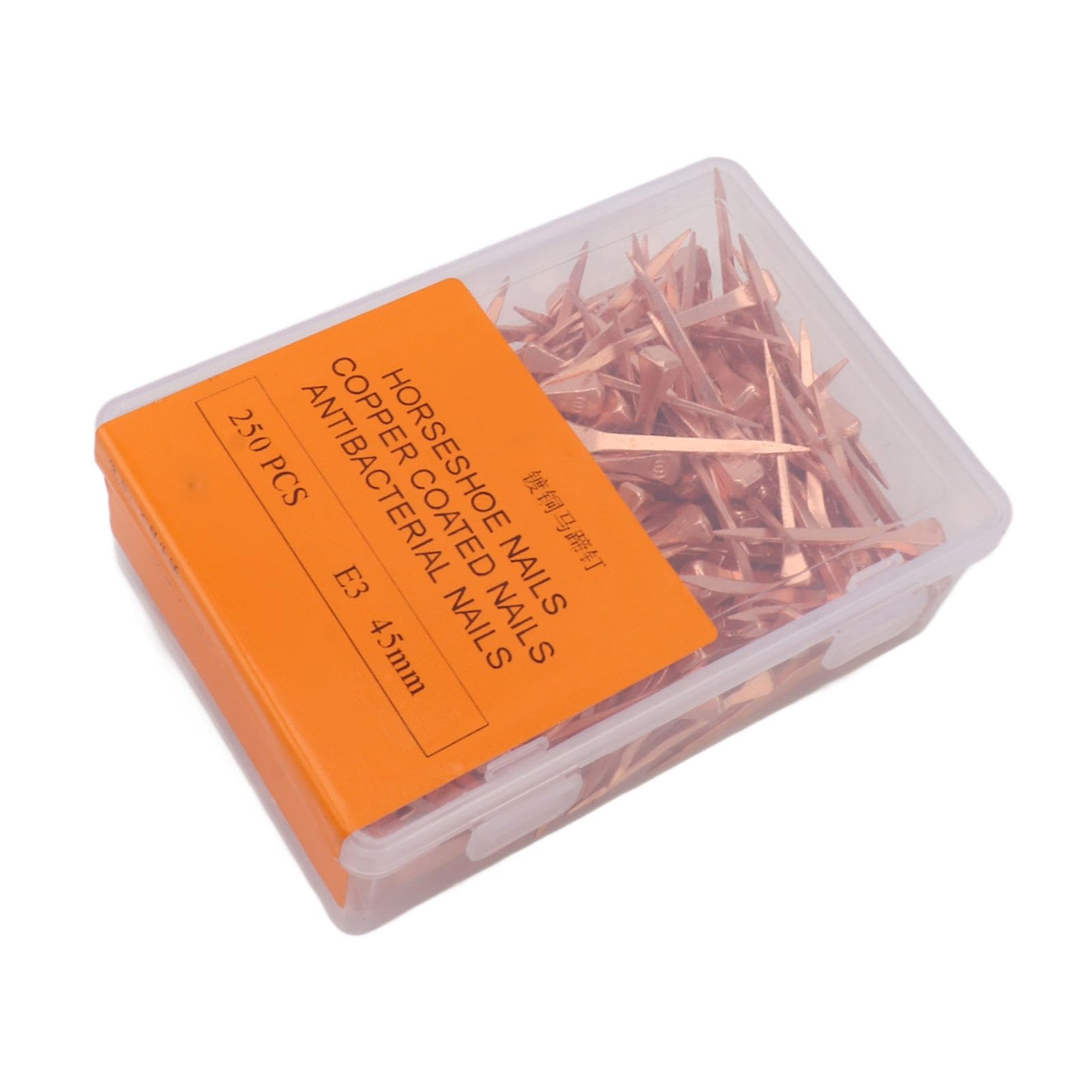 Jauarta 250Pcs Horseshoe Nails Copper Plated Rustproof Equestrian Riding Equipment Pet Supplies (45Mm E3)