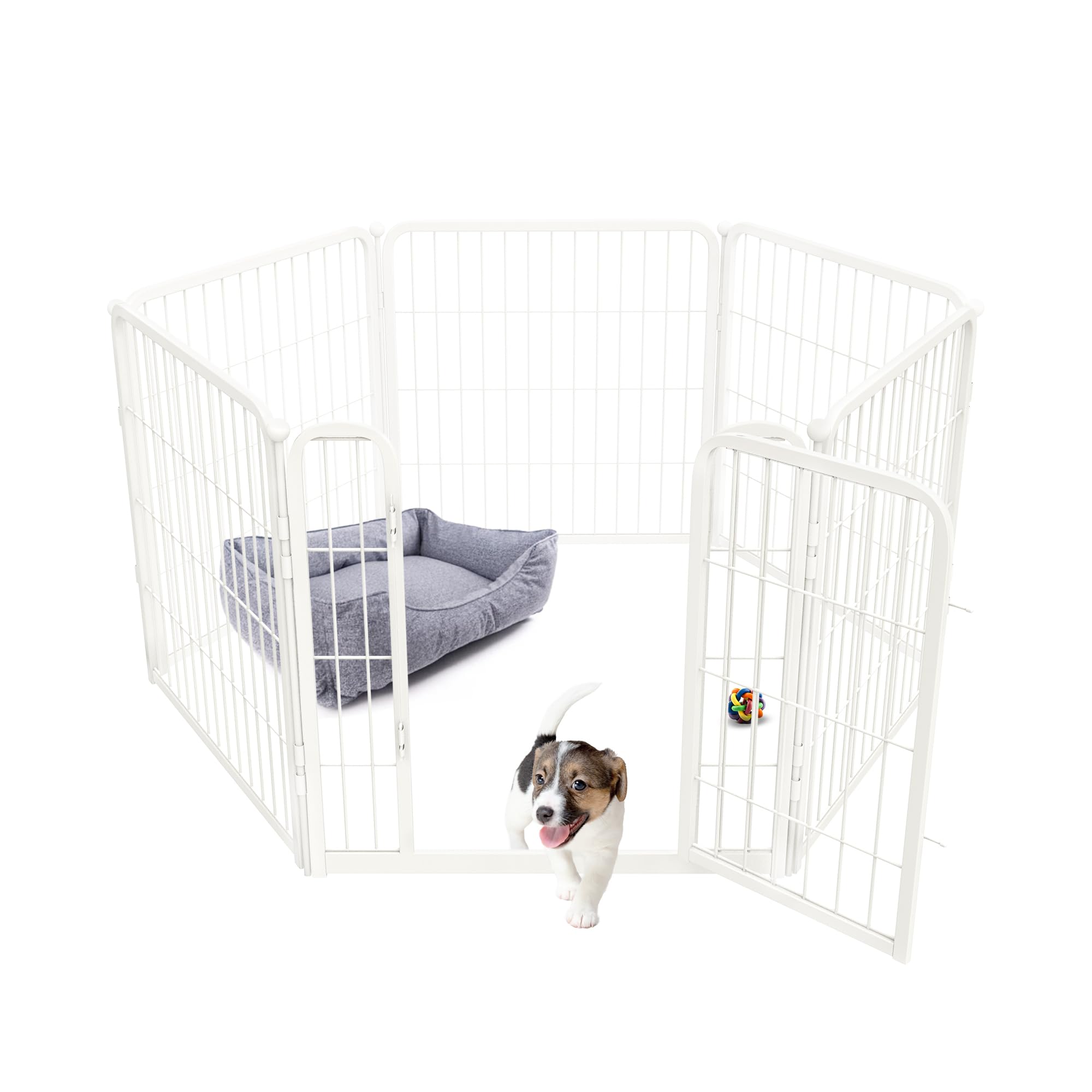 Fxw Homeplus Indoor Dog Playpen - Stress-Free And Safe Play, 24 Inch 6 Panels For Puppy And Small Dogs, White│Patented