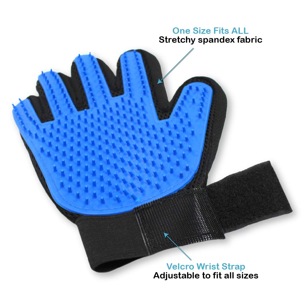 Pets First Dog Grooming Gloves Best Professional Deshedding, Brushing, Cleaning Mitt Tool for Small, Medium or Large Dogs & Cats