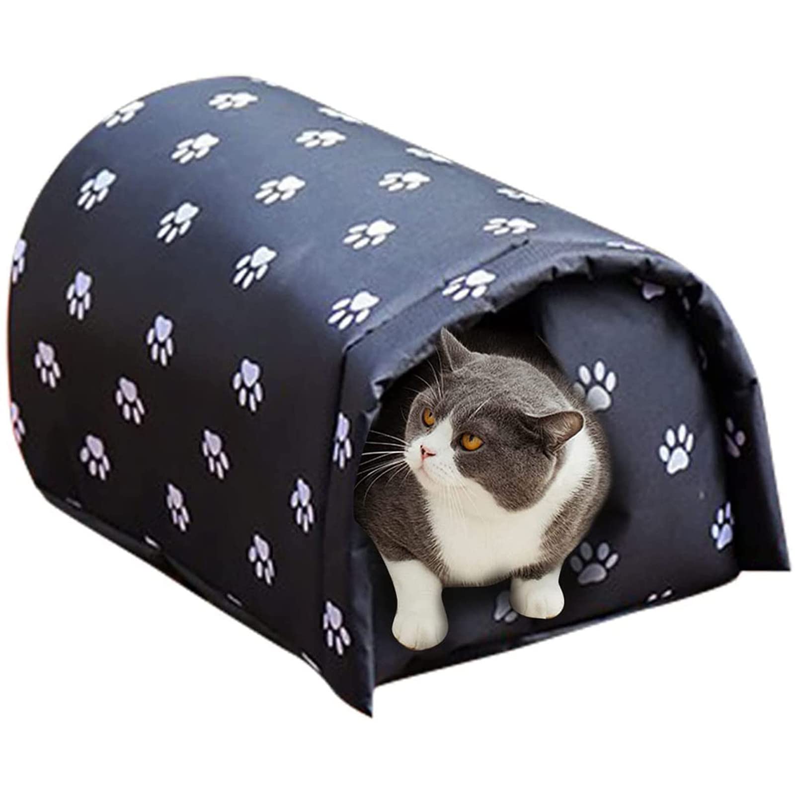 Outdoor Feral Cat House For Winter, Weatherproof Waterproof Rainproof Foldable Cotton Filled Thicken Stray Feral Cats Dogs Tent Shelter Home Keep Warm For Outdoor Indoor Garden (Large - For 3 Cats)