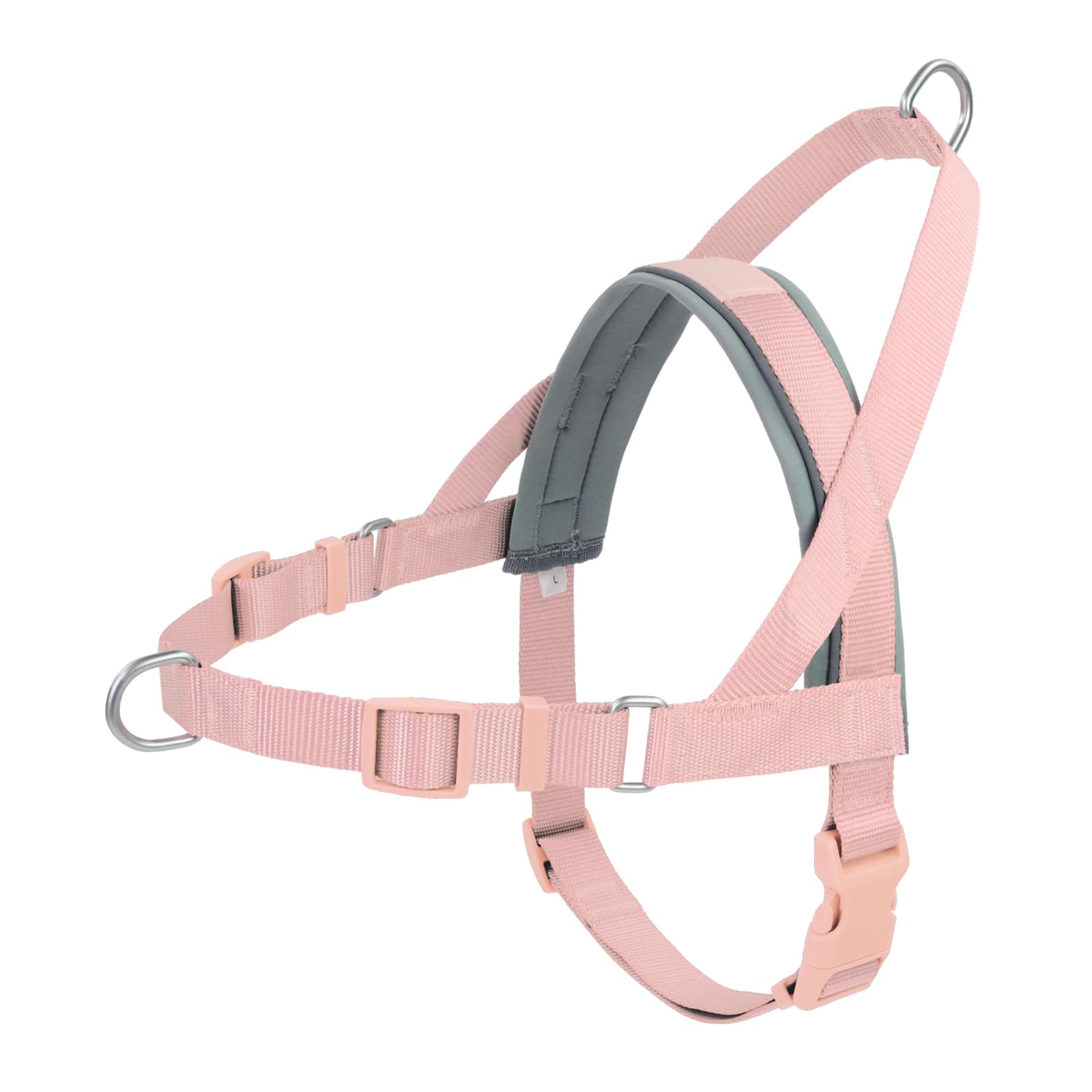 Wisedog No Pull Dog Harness - Adjustable Webbing Dog Halter Harness With Reflective Soft Padded For Large Dogs(Gossamer Pink, L|