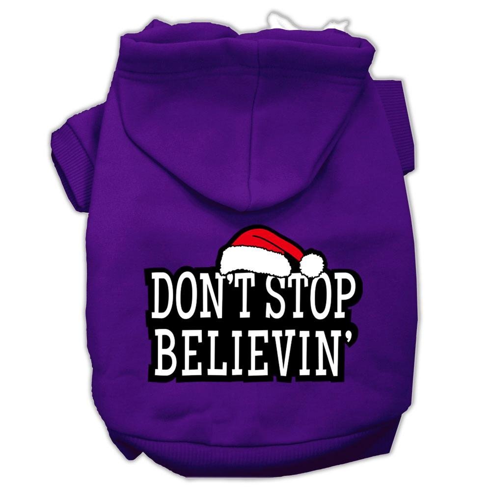 Christmas Pet Dog & Cat Hoodie Screen Printed, Don't Stop Believin Purple XL (14-20 lbs.)