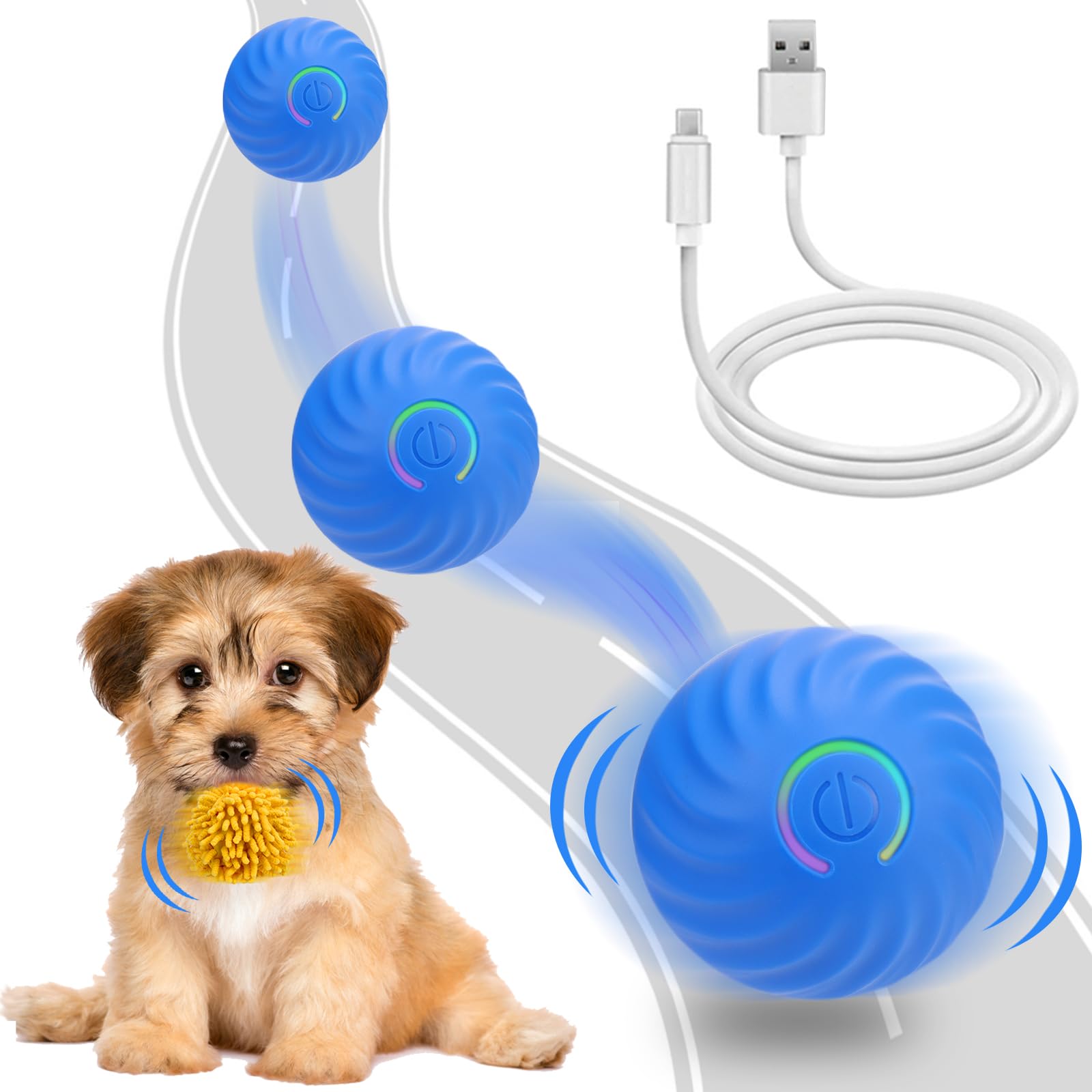 Interactive Dog Toys Ball, Self Rolling Dog Ball with Cover Anti-Chewer for Small/Medium Puppy Pet Dog Toys, Active Rolling Ball