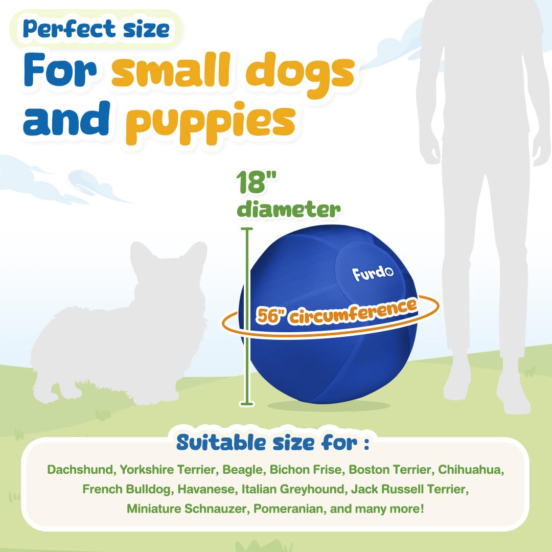 Furdo 18" Herding Ball for Dogs - Durable Blue Nylon Toy for Australian Shepherds, Border Collies, and Small to Medium Breeds - Model HB-200