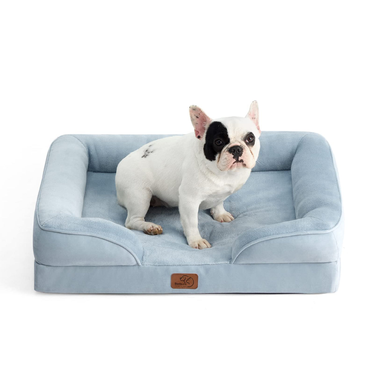 Bedsure Orthopedic Dog Bed For Medium Dogs - Waterproof, Supportive Foam Pet Couch Bed With Removable Washable Cover, Non-Skid Bottom, Light Blue