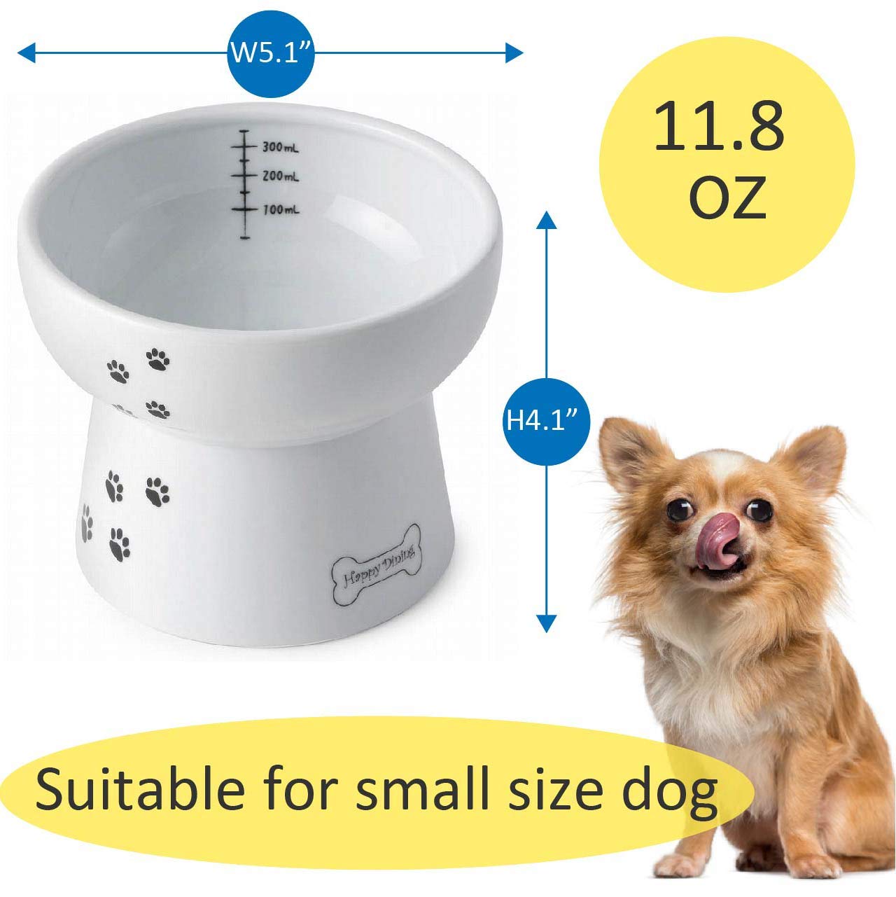 Necoichi Raised Dog Water Bowl, Elevated, For Dogs And Cats, Pets Feeding Feeder Non-Slip For Small Dogs Dishwasher And Microwave Safe, No.1 Seller In Japan! (Dog, Water Bowl)