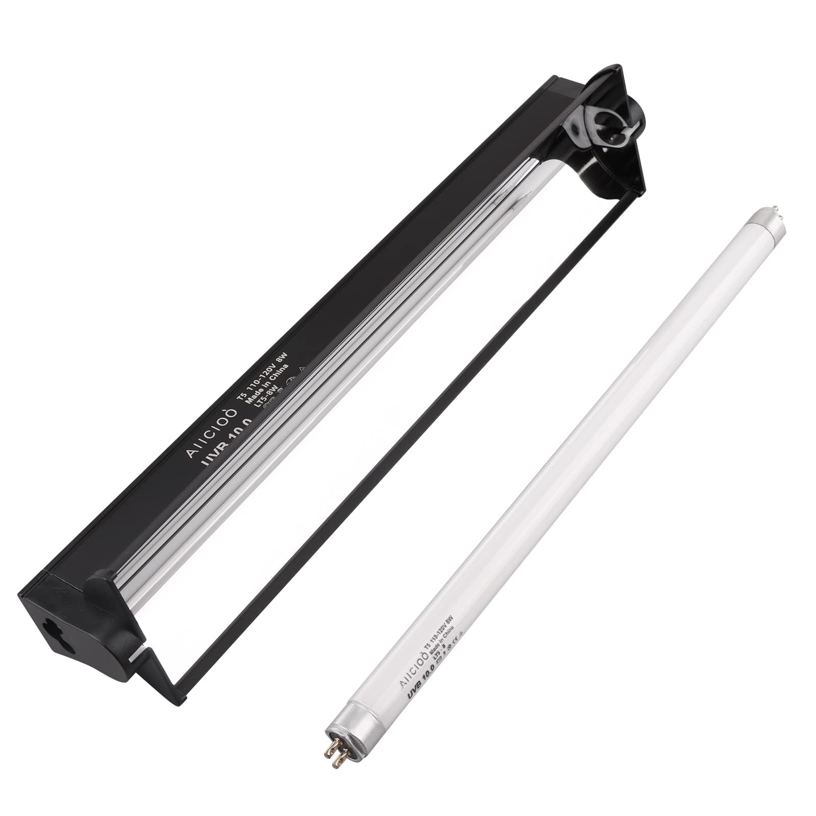 Aiicioo T5 UVB Lighting Combo Kit - 22'' Light Fixture Desert 10.0 Terrarium Hood Light Fixture & High Output T5 HO UVB Bulb for