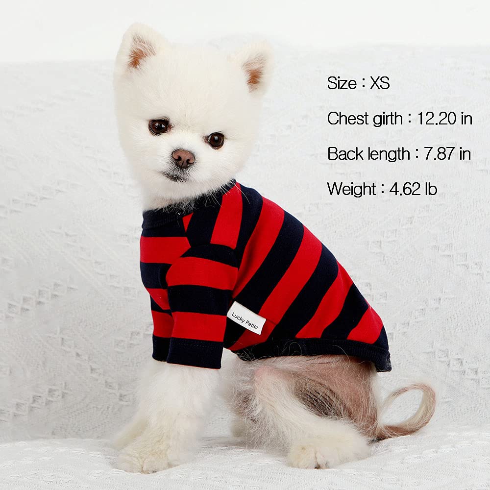 Lucky Petter Dog Cotton Shirts For Small And Large Dogs Rugby Striped T-Shirts Soft Breathable Dog Shirt Pet Clothes (Large, Red