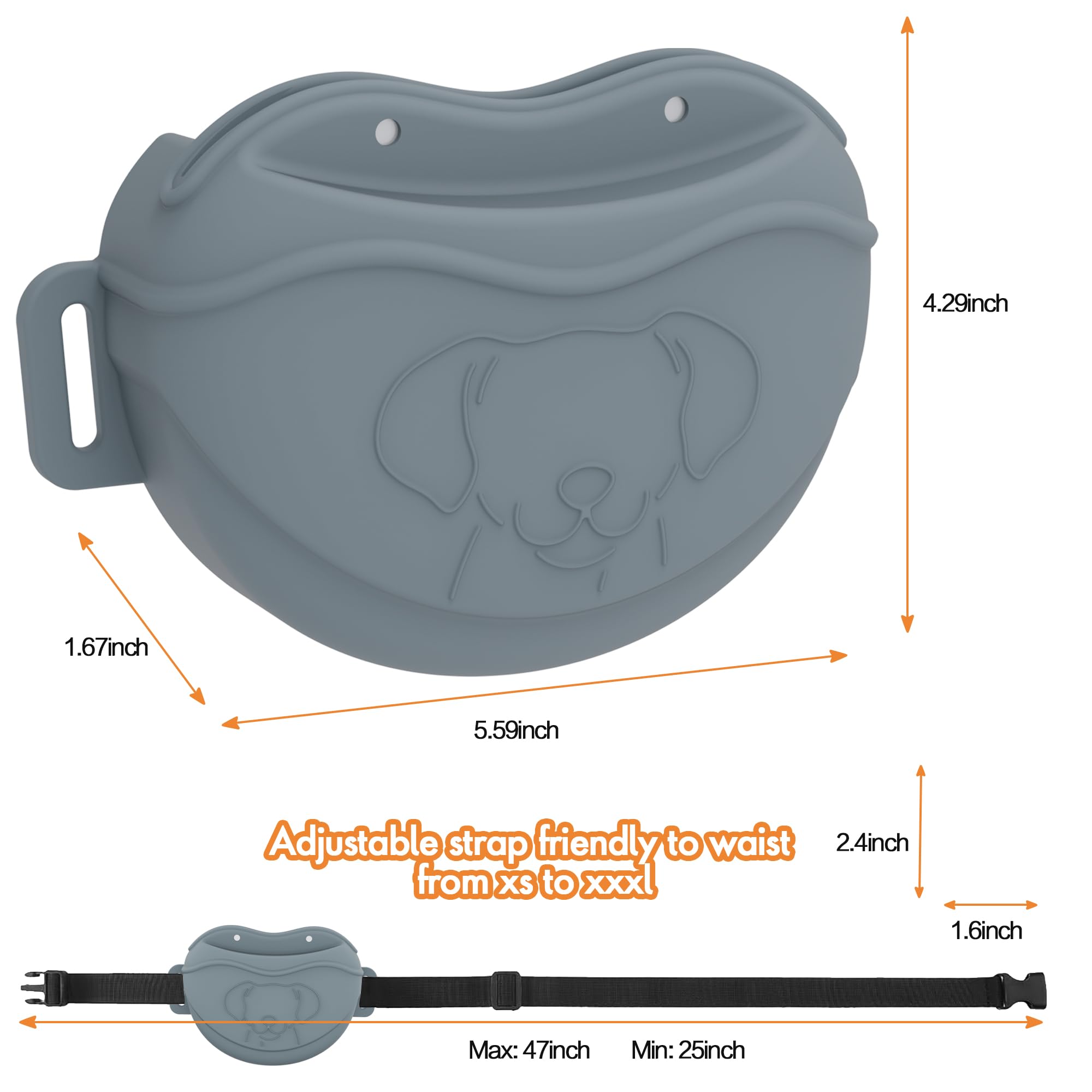 AWINNER Dog Treat Pouch - Premium Silicone - Upgrade 4 Strong Magnets Enhanced Magnetic Closure, Adjustable Waist Belt - Ideal f