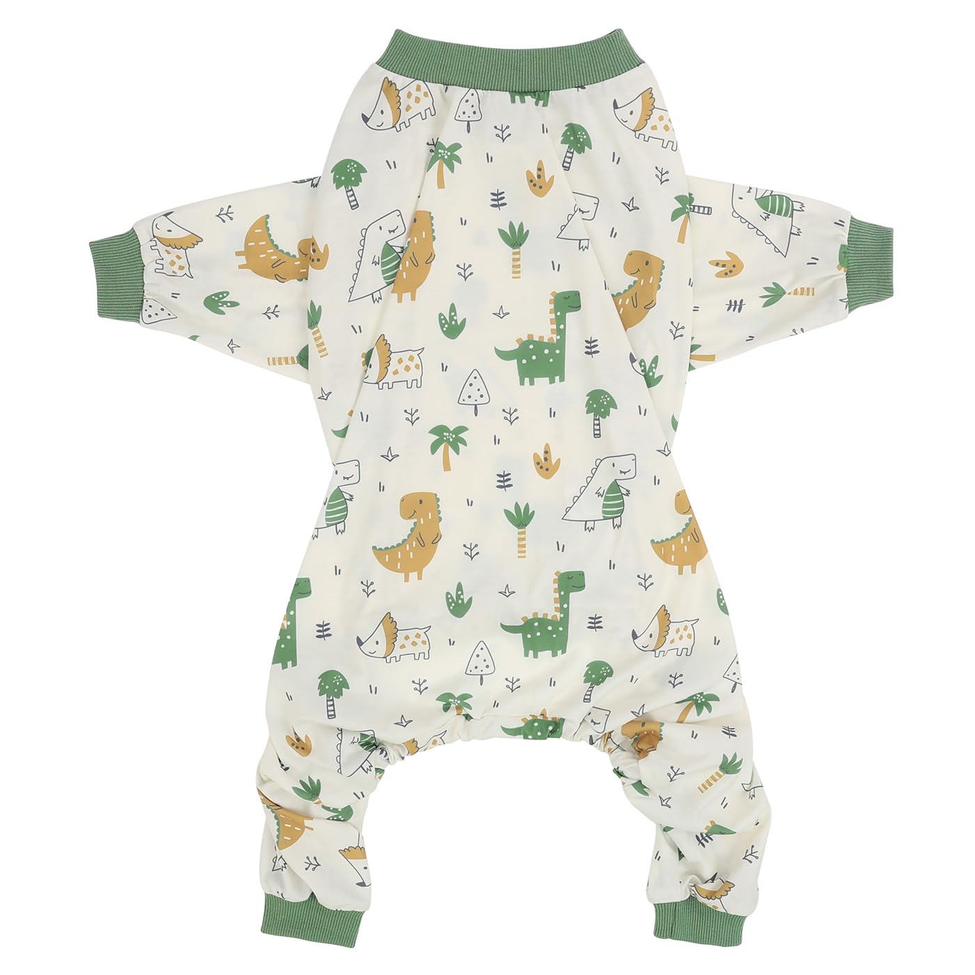 HDE Dog Pajamas One Piece Jumpsuit Lightweight Dog PJs Shirt for M-3XL Dogs Forest Dinos - 2XL