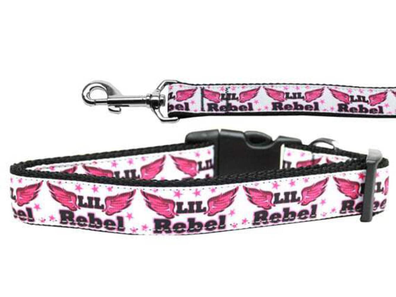Pet Dog & Cat Nylon Collar or Leash, &quot;Lil Rebel&quot; LG Collar