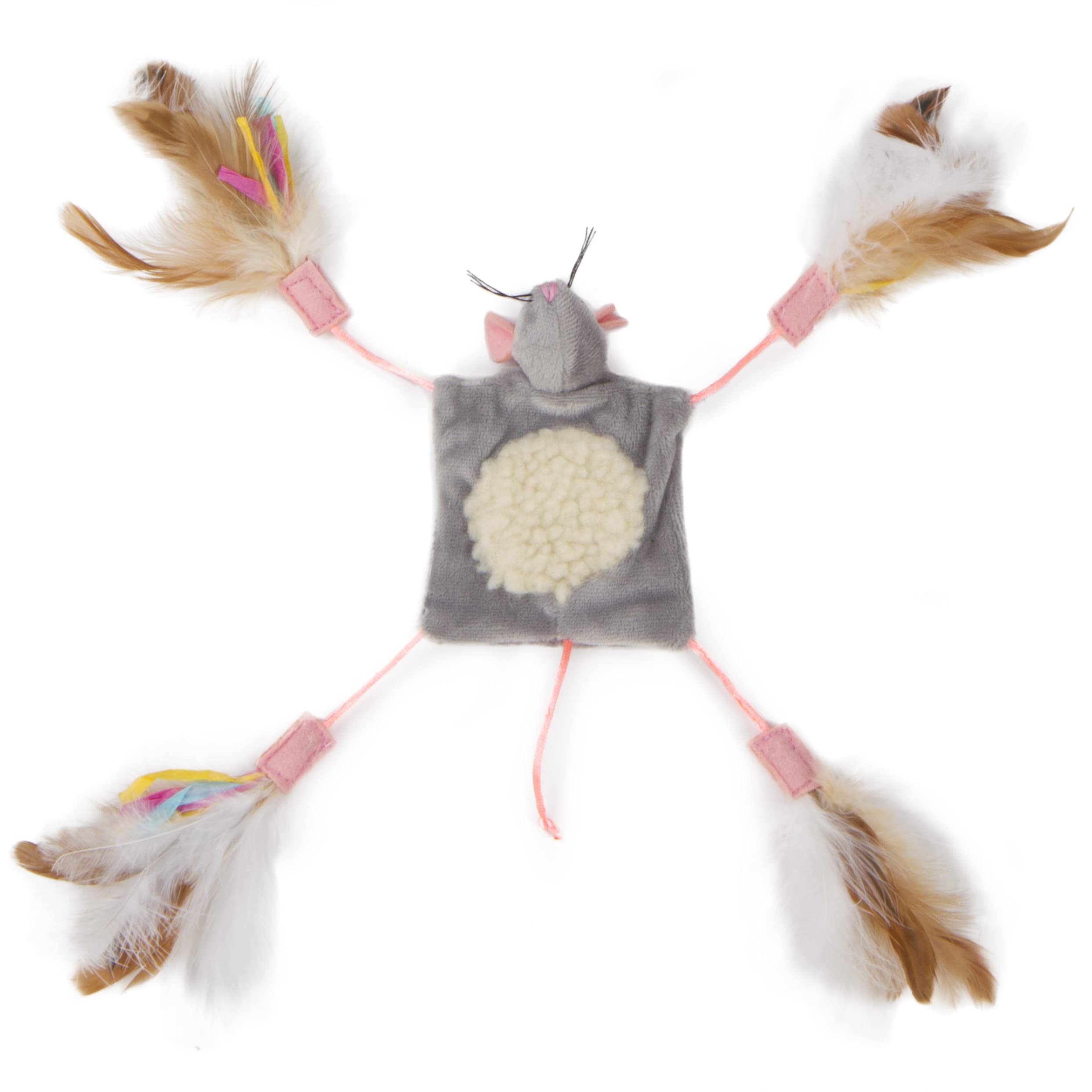 Petlinks Cutie Mouse Feathered Crinkle Cat Toy - Randomly Selected Color, One Size