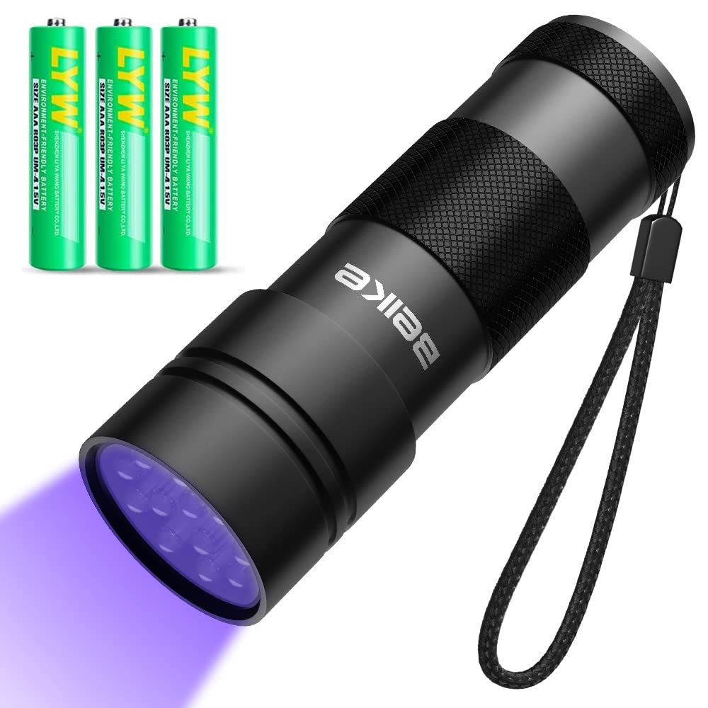 Beike Uv Flashlight Black Light, Small Portable Blacklight Flashlight Uv Light, 12 Led Mini Black Light Flashlight For Pet Urine Detection (Dog Cat), Scorpion, Resin Curing, Bed Bug