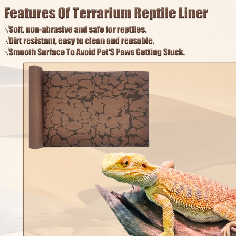 Tfwadmx Reptile Carpet Sand Mat For Bearded Dragon Terrarium Substrate Liner Brown Reversible Lizard Bedding Mats For Cage Leopard Gecko Tortoise Turtle Snake Chameleon With Tweezer 20'X 39'(1 Pcs)