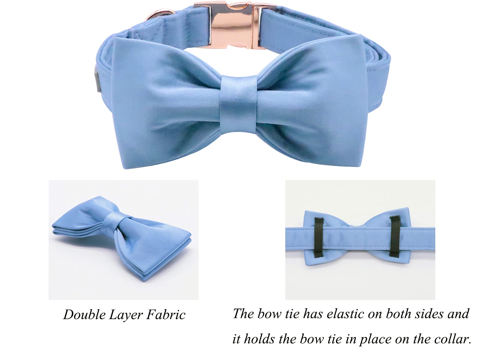 Lionet Paws Bowtie Dog Collar - Comfortable Silk Boy Dog Collar With Detachable Bow Tie For Small Dogs, Neck 10-16 Inches