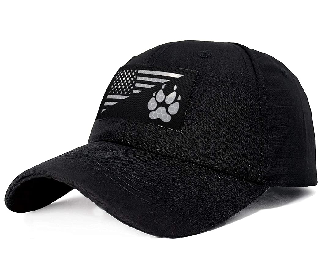 Ir Reflective Service Dog Patch Us Flag Tactical Dog Paw Patches Vests/Harnesses Fastener Hook & Loop Patch (3.54 * 1.97In- Dog Paw-Black+White)
