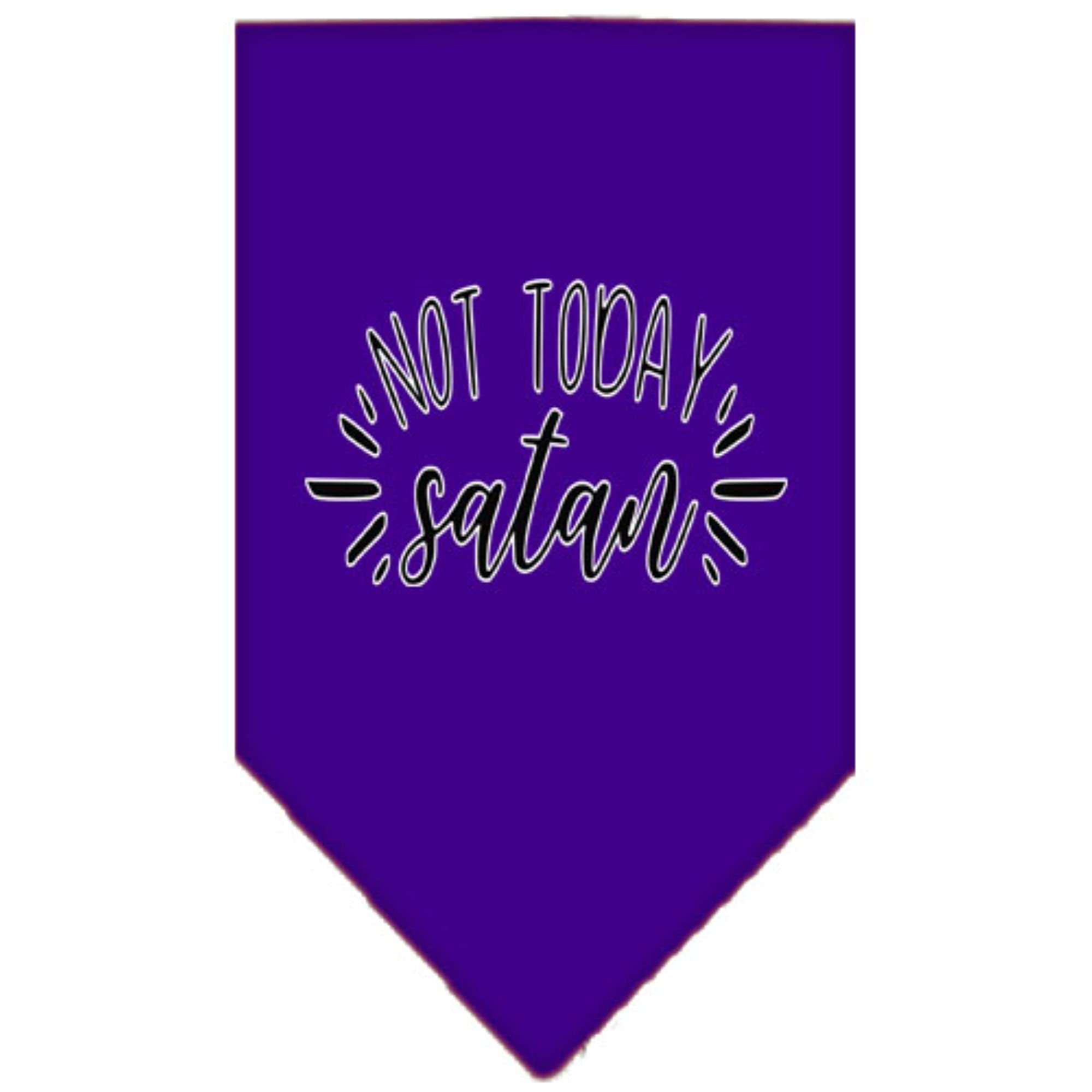 Pet and Dog Bandana Screen Printed, &quot;Not Today Satan&quot; Purple Large