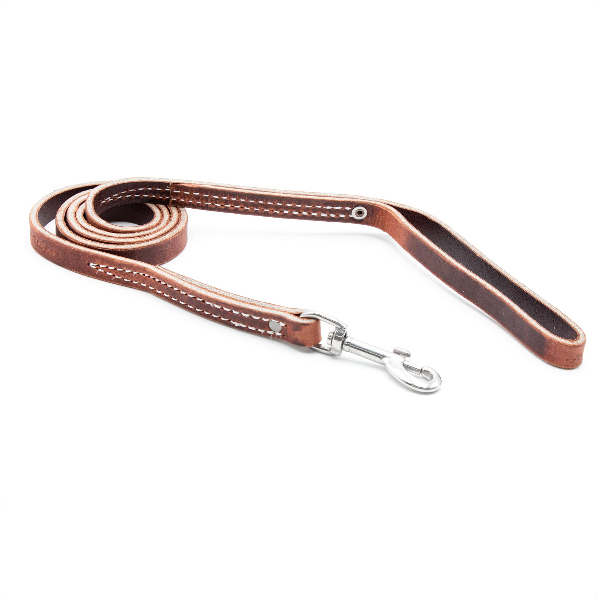 Leerburg 6ft Brown Latigo Leather Leash - 1/2 inch, Stainless Steel Hardware, Amish Made in Wisconsin
