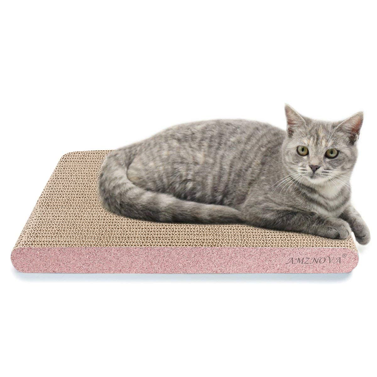 Amznova Cat Scratcher, Scratching Pad, Durable Recyclable Cardboard With Catnip, Extra Wide, Glitter Rose Gold