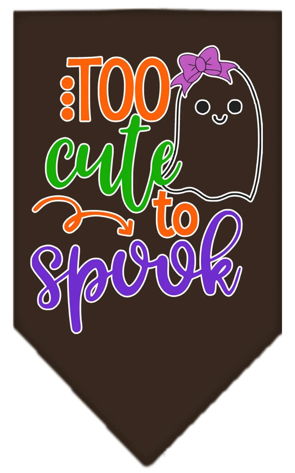 Halloween Pet and Dog Bandana Screen Printed, &quot;Too Cute To Spook - Girly Ghost&quot; Cocoa Large