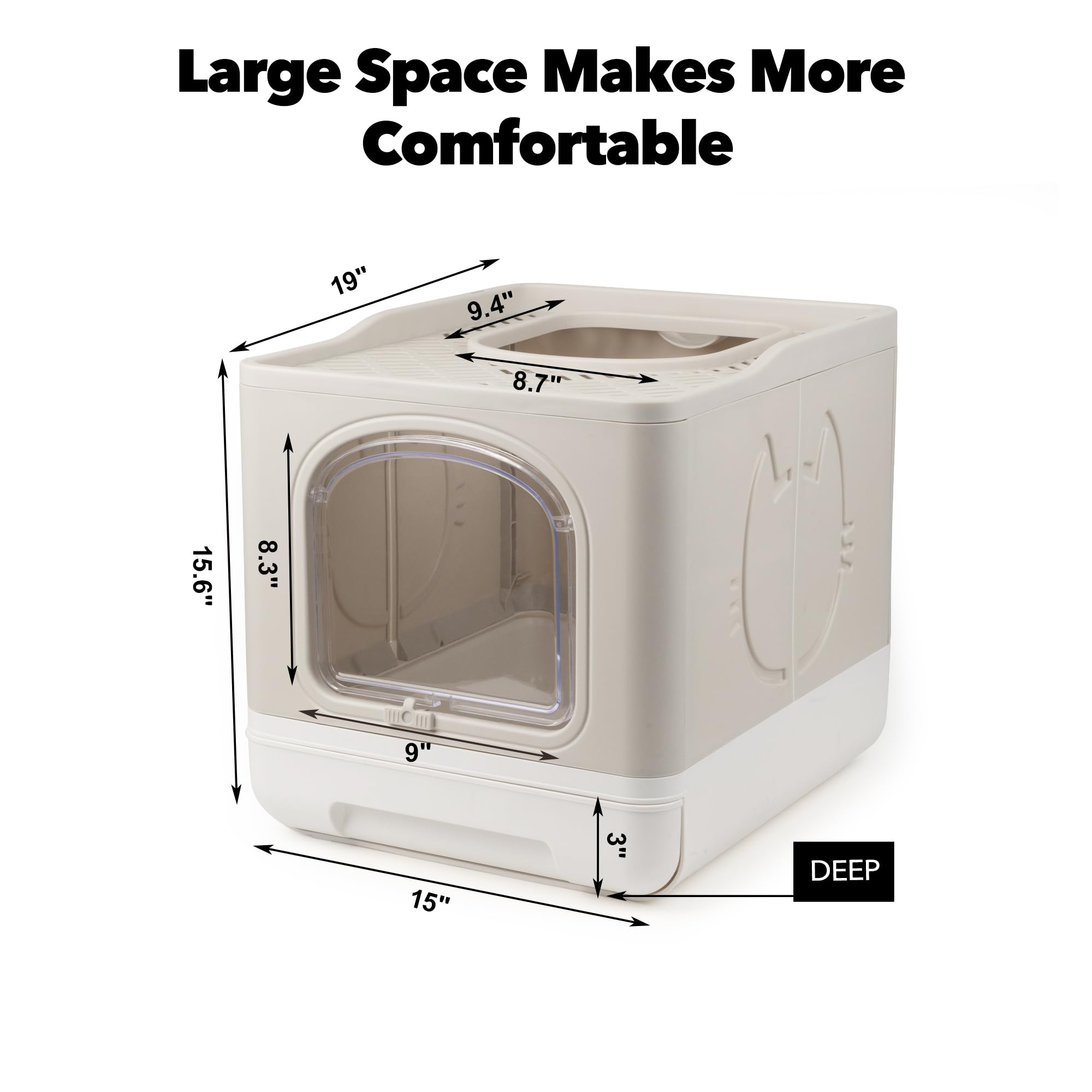 Pet Prime Enclosed Cat Litter Box, Large Covered Litter Box For Cats With Drawer Kitty Litter Pan Top Side Entry Cat Toilet With Lid Easy Clean Including Litter Scoop